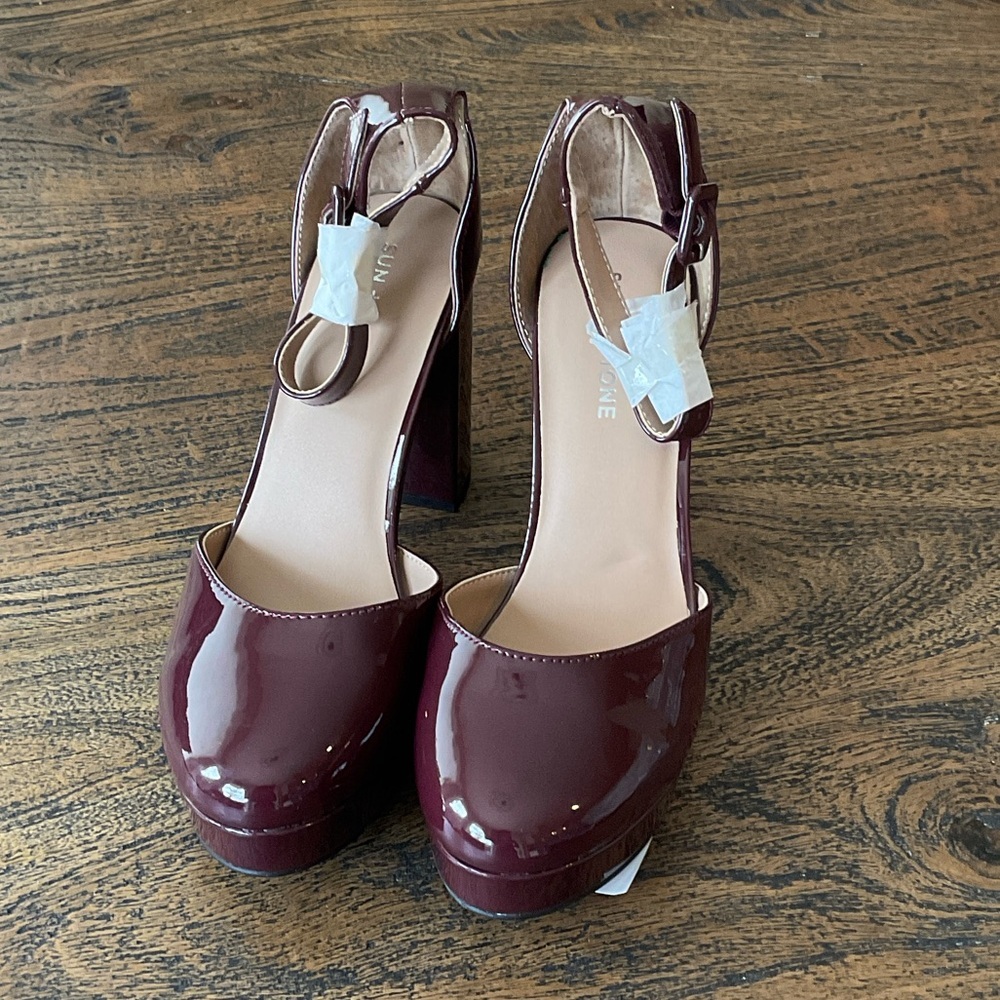 Sun + Stone Maroon Platform Heels